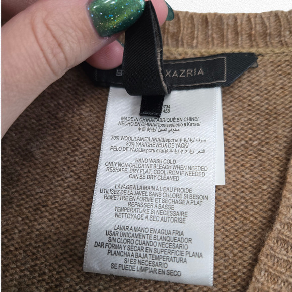 BCBGMAXAZRIA Wool Yak Sweater Dress Vicuna Roll Tab Sleeves Pockets Cozy Size XS - Picture 6 of 14